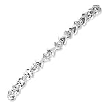 10k White Gold Diamond Hugs and Kisses Tennis Bracelet (1/4 cttw)