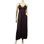 Brown Empire Waist Low Cut V-Neck Plus Size Cocktail Dress