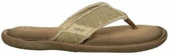 Crevo Monterey Mens Size 13 Beige Textile Thongs Sandals Shoes