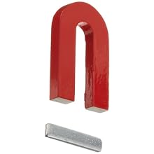 Red Cast Alnico 5 U-Shaped Magnet With Keeper, 1-3/16" Wide, 2" Tall, 1/4" Thick (Pack of 1)