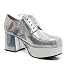 3 Inch Heel With 15' Platform Pimp Shoe Men's Sizes (Silver Hologram;Medium)
