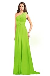 One Shoulder Applique Lace Cocktail Floor Length Chiffon Evening Dress/Homecoming Dress/Pageant Dress/Prom Dress/Quinceanera Dress/Party Dress/Wedding Dress 