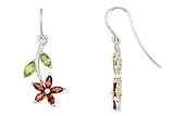 2 1/5 Carat Multi-Gemstone Sterling Silver Floral Earrings