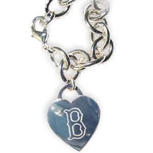 Boston Red Sox Heart Charm Chain Bracelet