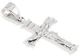 More details of product: 14k White Gold Diamond-CUT 3D Crucifix Charm Pendant Cross