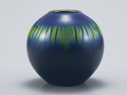 九谷焼 花瓶 紺釉彩 7号 