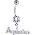 Crystalline Gem AQUARIUS Dangle Belly Ring