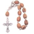 Olive wood Finger Rosary - oval beads (4.3" or 11cm from Cross to end of Rosary)