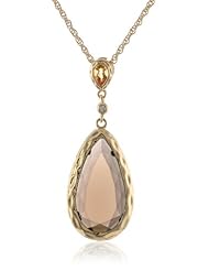 Yellow Bronze Smoky Topaz, Citrine and Cubic-Zirconia Pendant Necklace 18"