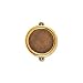 Antiqued Gold Plated Pewter Patera Collage Round Framed 2-Loop Pendant 27mm