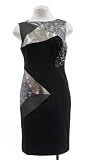 Nicole Miller Black Metallic Tweed Combo Sleeveless Sheath Dress