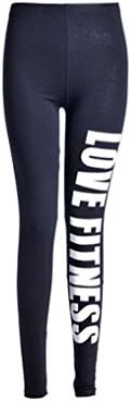 Lokebi Womens Just Do It Print Side Text Stretchy Leggings (One size, Love Fitness)