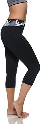 Women's Printed Camouflage Pattern Regular and Plus Size Capri Leggings Pants (X-Large)