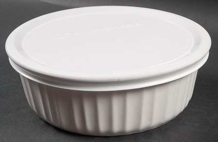Corning French White (Bakeware) 1.50 Pt Round Covered Casserole, Fine China Dinnerware