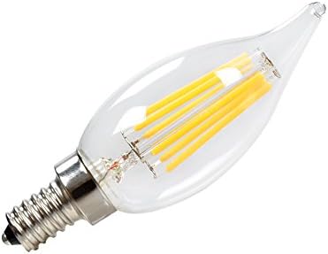 JINGMIN Led Filament Bulb C32-6W Candelabra LED Light Bulb E12 Base with 2700K Soft White,120VAC,LED Candle Bulb 60W Equivalent,Dimmable-4 Packs