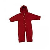 Overall mit Kapuze, 100% Schurwolle Fleece, Engel Natur, Gr. 50/56, Kirschrot