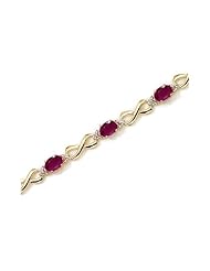 10K Yellow Gold Oval Ruby and Diamond Bracelet