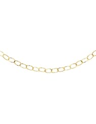 14K Yellow Gold Long Necklace with Hammered Oval Sections
