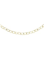 14K Yellow Gold Long Necklace with Hammered Oval Sections