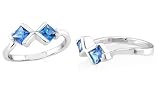 Princess Cut London Blue Topaz Ring Sterling Silver