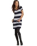 Pink Rose Striped Short-Sleeve Sweater Dress