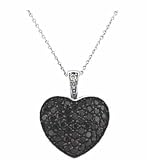 0.75 Carat Black Diamond Pendant Necklace 14k White Gold