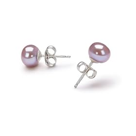 PearlsOnly Lavender 6-7mm AA Freshwater Pearl Earring Set-Sterling-Silver-Posts