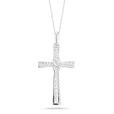 10k White Gold Diamond Cross Pendant (1/2 cttw, I-J Color, I2-I3 Clarity), 18"