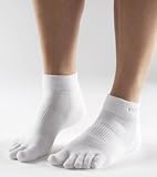 ToeSox Ultra Sport Ankle Length Athletic Sport Toe Socks, White, Large