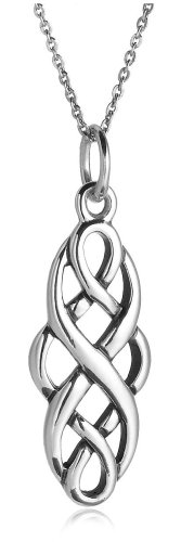 Sterling Silver Celtic Design Oval Pendant, 18