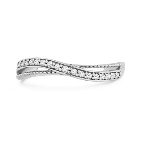 Platinum Plated Sterling Silver Round Diamond Fashion Ring (1/10 cttw)