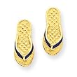 14k Gold Blue Enameled Flip Flop Post Earrings