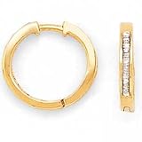 10K Yellow Gold Bgt Diamond Huggy Earrings D.25ctw
