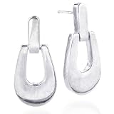 Sterling Silver Flat Pear-Shape Doorknocker Earring