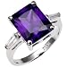 Emerald Cut Tanzanite and Clear CZ Ring