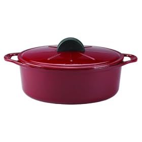 Daniel Boulud Kitchen Infiniti Cast Iron Cookware 5 quart Oval Roaster, Red