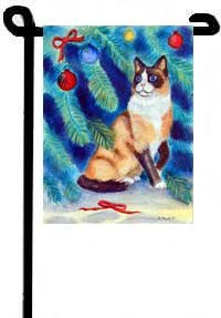 Cat and Christmas Balls - Garden Flags