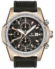 Bulova #98E109 Men's Diamond Accented Stainless Steel Resin Strap Chronograph Watch