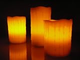 Flameless Candles; White Color LED Candles with Remote Control, Drip Pillar Real Wax Candles, 4-inch, 5-inch and 6-inch Candles Set of 3
