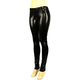 Shiny Liquid Wet Metallic Full Leggings Stretchy Footless Black