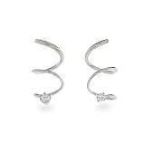 Sterling Silver Spiral Earrings with CZ