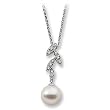 14K White Gold Cultured Pearl and Diamond Necklace