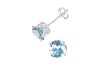 Sterling Silver 3mm Round CZ Fashion Birthstone Earring in 4 Prong Setting, March