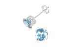 Sterling Silver 3mm Round CZ Fashion Birthstone Earring in 4 Prong Setting, March