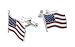 Patriotic silver plated and enamel US American Flag Star and Stripes cufflinks crafted in the U.S.A. with presentation box