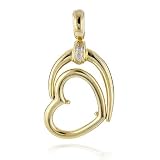 10K Yellow Gold Open Double Heart Pendant W/Diamond