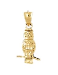Dazzlers Solid 14k Gold 3D Owl Charm Pendant Available in three colors from jewelsberry (weights: 2.5 grams only)