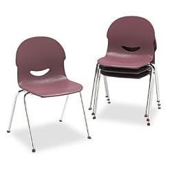 Virco IQ Plastic Stack Chair, Wine, Chrome Frame, Four/carton