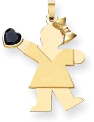 14k Girl with CZ September Birthstone Charm