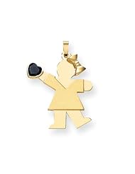 14k Yellow Gold Girl with CZ September Birthstone Charm